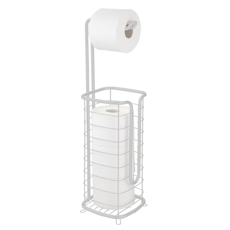 mDesign Steel Freestanding Toilet Paper Holder Stand and Dispenser, 5 of 6