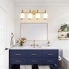 POWLIG 27.75-in 4-Light Vintage Courtly Gold Bathroom Vanity Light with Frosted Milk Glass Shade - 2 of 4