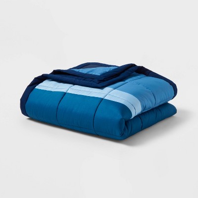 Twin/Twin XL Down Alternative Blanket Blue Color Block - Room Essentials™