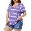 Agnes Orinda Women's Plus Size V Neck Short Sleeve Casual Stripe Tie Dye Basic T-Shirts - 2 of 4