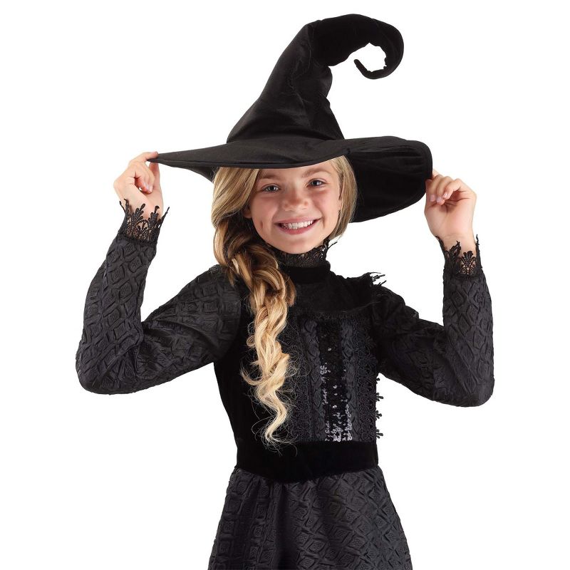 HalloweenCostumes.com  Girl Deluxe Witch Hat for Girls, Black, 5 of 6