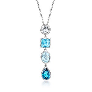 Ross-Simons 5.10 ct. t.w. Tonal Blue and White Topaz Pendant Necklace in Sterling Silver Size 18 - 1 of 3
