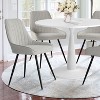 5-piece White Round Dining Table Set For 4, Round  Dining Table 35" with 4 Upholstered Fabric Dining Chair, Dining Room Furniture-Maison Boucle - 3 of 4