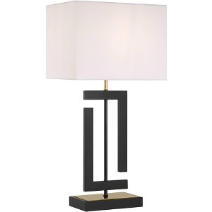360 Lighting Pellana 26 1/4" High Matte Black and Brass USB Table Lamp - 1 of 4