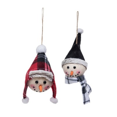 Transpac Foam Rustic Snowman Ornament Set of 2 Christmas Home Decorations