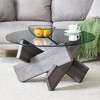 33.4" Modern Round Coffee Table with Tempered Glass Top and MDF Support Legs for Home and Lounge Spaces - 3 of 4