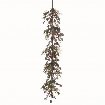 Transpac Artificial 60 in. Multicolor Christmas Leaves and Berry Garland