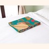 50" X 70" Peach And Gray Floral Cotton Quilted Kantha Throw Blanket with Embroidery - 2 of 4