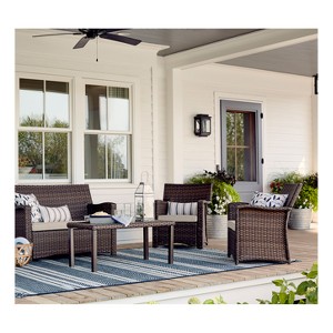 Halsted 4pc All Weather Wicker Patio Conversation Set - Charcoal - Threshold , Grey