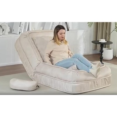 Vynxaria Adjustable Upholstered Human Dog Bed & Bean Bag Sofa with Massage Pillow