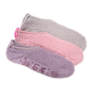 Muk Luks Women's 3 pack Low Cut Cozy Socks with Grippers - 1 of 4
