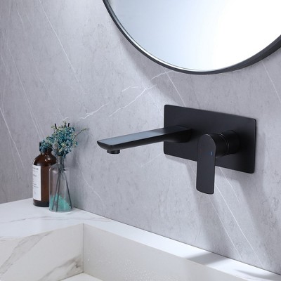 Matte Black Single-Handle Wall-Mount Bathroom Faucet