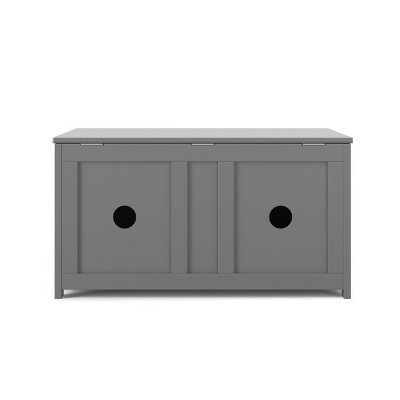 Cool Gray Wooden Kids' Toy Storage Chest, 33"