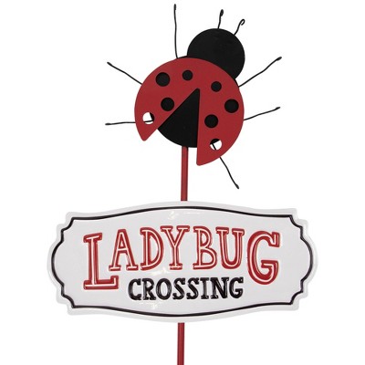 Charming Red and Black Metal Ladybug Garden Stake