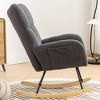 Aukfa Soft Teddy Fabric Rocking Chair w/Pocket - Ergonomic Nursery Glider, Solid Wood Base, 263LB Capacity for Living Room & Bedroom - 4 of 4