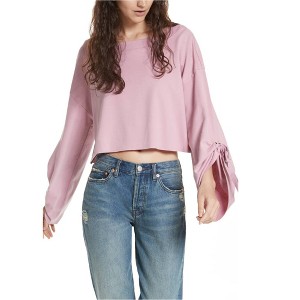Free People Womens Holala Statement Sleeve Crop Sweatshirt - 1 of 1