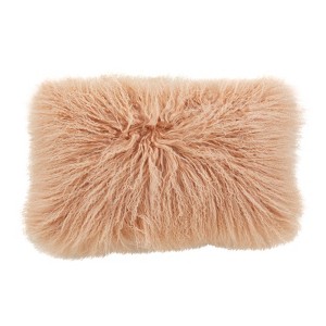 Saro Lifestyle 100% Wool Mongolian Lamb Fur Throw Pillow With Poly Filling - 1 of 3