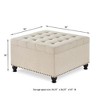PAGED Traditional Button-Tufted Ottoman with Storage, Large Square Storage Bench with Spindle Legs & Nail Trims, Upholstered Ottoman Coffee Table - 4 of 4
