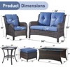 Gymojoy 7 Piece Outdoor Wicker Loveseat Sofa with Patio Chairs with Coffee Table and Ottoman Sets - 3 of 4