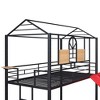 NicBex Twin over Twin Bunk Bed Classic House Shape Loft Bed Metal Bed Frame with Full Length Guardrails, Slide and Ladder, No Box Spring Required, Red - 4 of 4