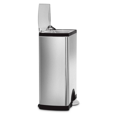 Brushed Stainless Steel 13 Gallon Rectangular Step Trash Can