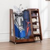MOEPISY Sports Racks Golf Bag Organizer for Garage, Premium Wooden Golf Clubs Storage Rack Fit 2 Golf Bags, Brown - 4 of 4