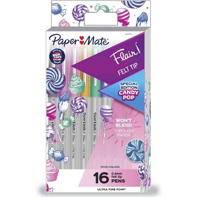 16pk Marker Pens Flair Ultra Fine Tip .4mm Multicolor - PaperMate