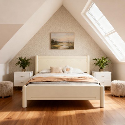 GDFStudio Pansy Wood Platform Bed Frame with Headboard