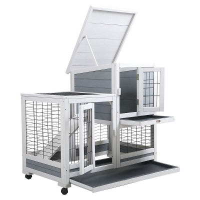 AZL1 Life Concept Pet Crates and Houses Outdoor Bunny Cage with Waterproof Roof and Ventilation Skylight Design, Gray, 37.01"*24.61"*36.22"