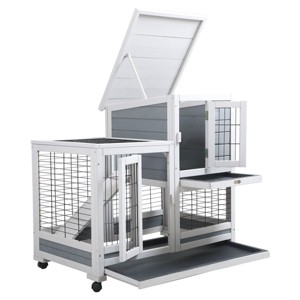 AZL1 Life Concept Pet Crates and Houses Outdoor Bunny Cage with Waterproof Roof and Ventilation Skylight Design, Gray, 37.01"*24.61"*36.22" - 1 of 4