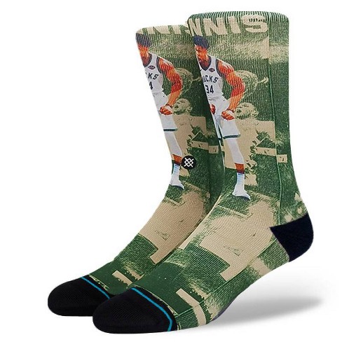 Nba Milwaukee Bucks Scratch Player Large Crew Socks Giannis Antetokounmpo Target