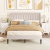 Safstar Queen Size Bed Frame Dutch Velvet Upholstered Platform Bed w/Wingback Headboard - 3 of 4