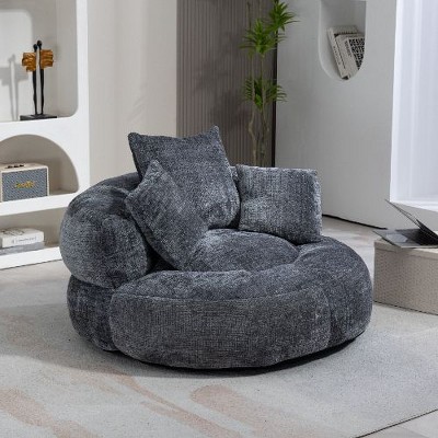 CAVINAS High Back Bean Bag Chair, Lazy Sofa Lounger with Three Pillows for Adults and Kids, Single Sofa Chair, Indoor & Outdoor, Gray