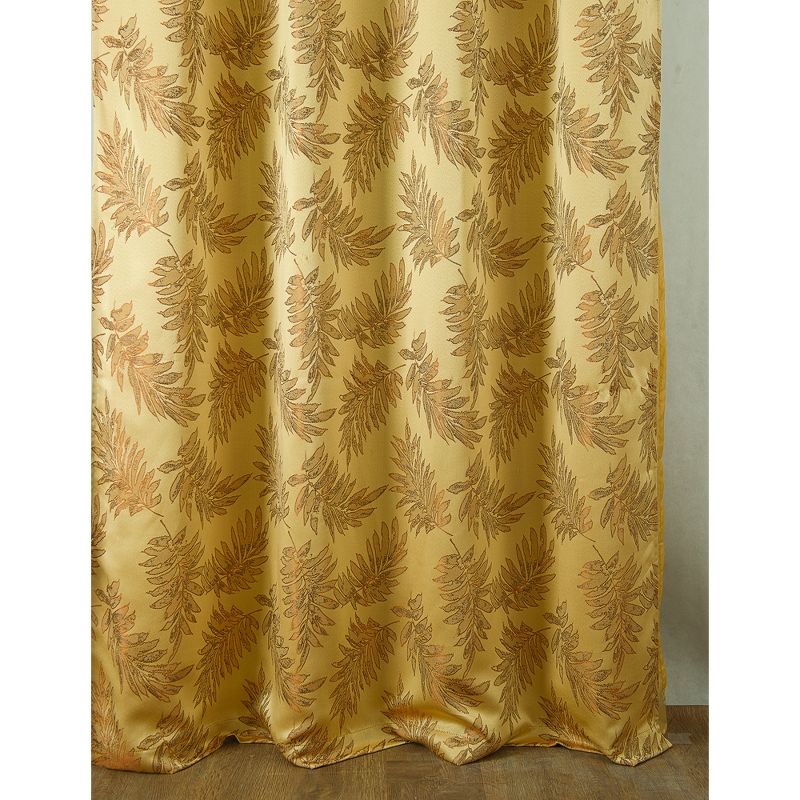 Ramallah Trading Palm Floral Textured Jacquard Single Rod Pocket Curtain Panel - 54 x 84, Gold, 4 of 7