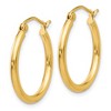 Black Bow Jewelry 2mm x 20mm 14k Yellow Gold Classic Round Hoop Earrings - 2 of 4