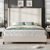 AMERLIFE Size 62" Corduroy Upholstered Bed Frame Extra Tall Wingback Headboard - 4 of 4