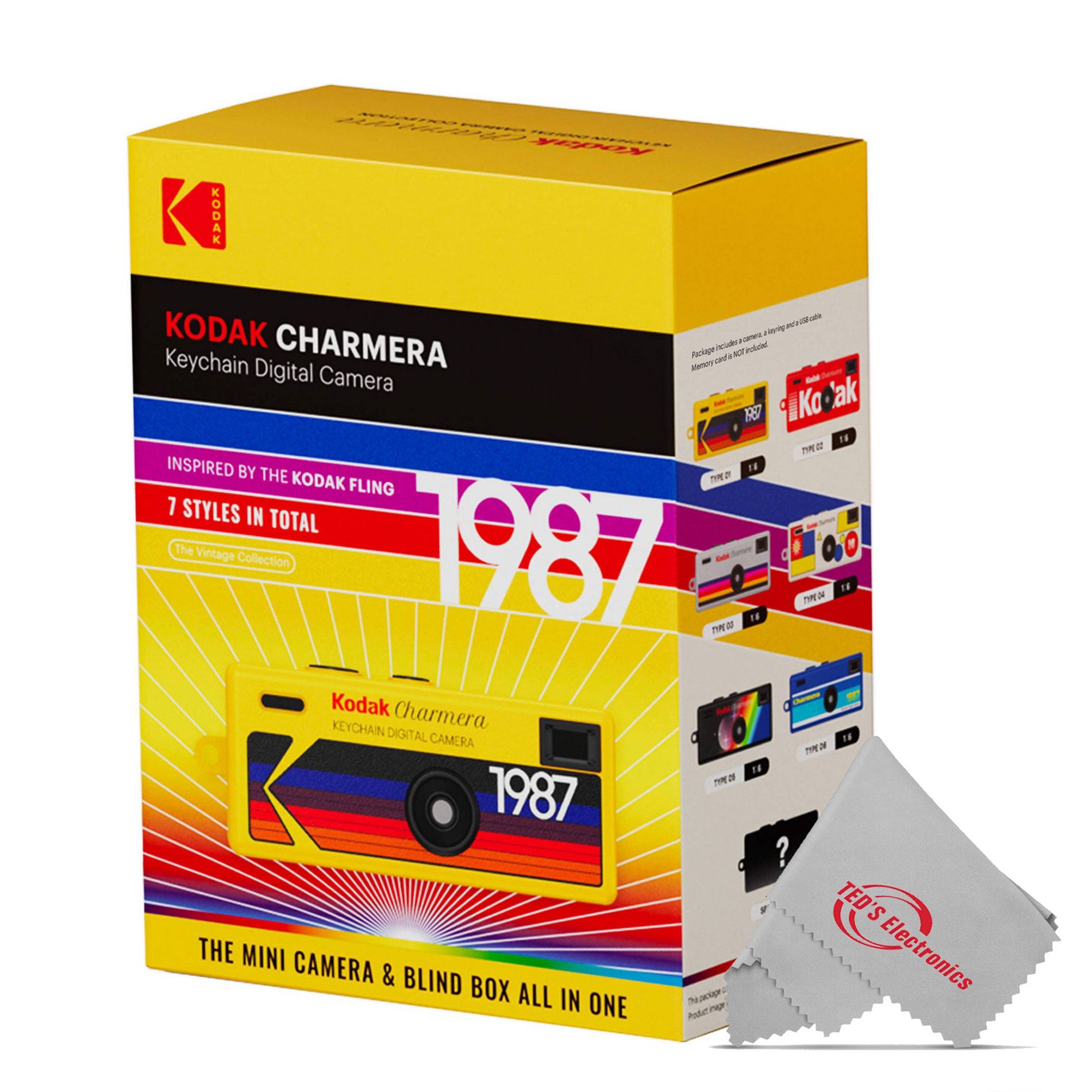 Kodak Charmera Key Chain Digital Camera (Random Style Blind Box) + Microfiber Cleaning Cloth