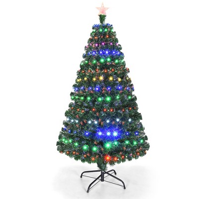 Costway 5'/6'/7'Pre-Lit Fiber Optic Christmas Tree Multicolor Lights