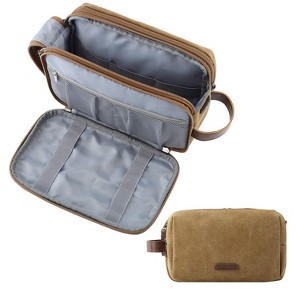 Toiletry Bag for Men, Canvas Travel Toiletry Organizer Dopp Kit Water-resistant Shaving Bag - 1 of 4