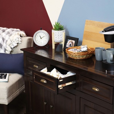 Sunnydaze Dark Brown Solid Pine Sideboard Cabinet with Adjustable Shelf