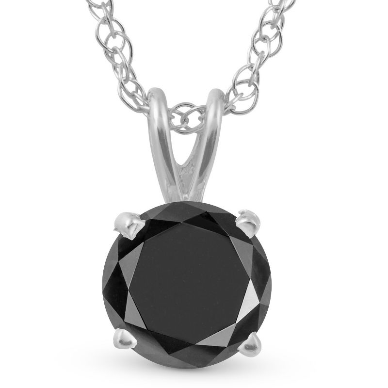 Pompeii3 3Ct Black Diamond Solitaire Pendant Necklace in 14k White or Yellow Gold, 1 of 4