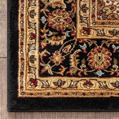 Handmade Black Medallion Synthetic Rectangular Area Rug