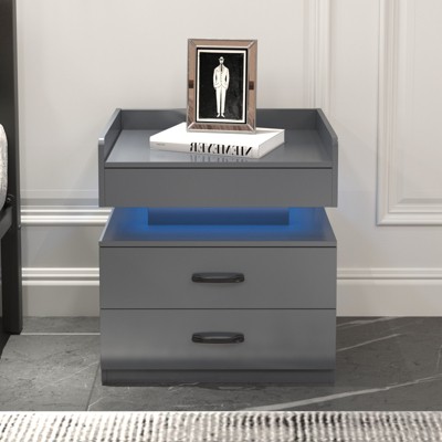 FONTOI Nightstand with 2 Drawers&Large Storage Space, Bedside Table for Bedroom, Living Room, Dining Room, Gray, 13.8"*20.7"*19.3"