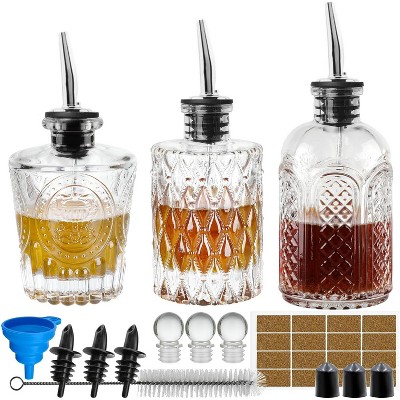Set of 3 Syrup Bottles with Leak-Proof Lids Pour Spout for Coffee Syrups,Honey,Condiments,Olive Oil