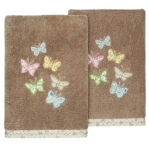 Linum Home Textiles 100% Turkish Cotton MARIPOSA Embellished Towel Set - 1 of 4