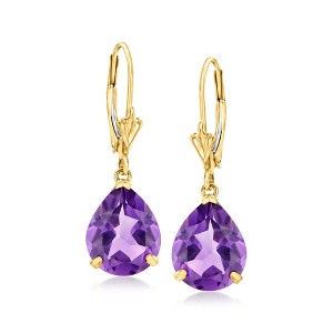 Ross-Simons 5.50 ct. t.w. Pear-Shaped Amethyst Earrings in 14kt Yellow Gold - 1 of 4