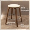LeisureMod Wooden Counter Stool Round Seat Leather Upholstery and Iron Pelya Collection - 4 of 4