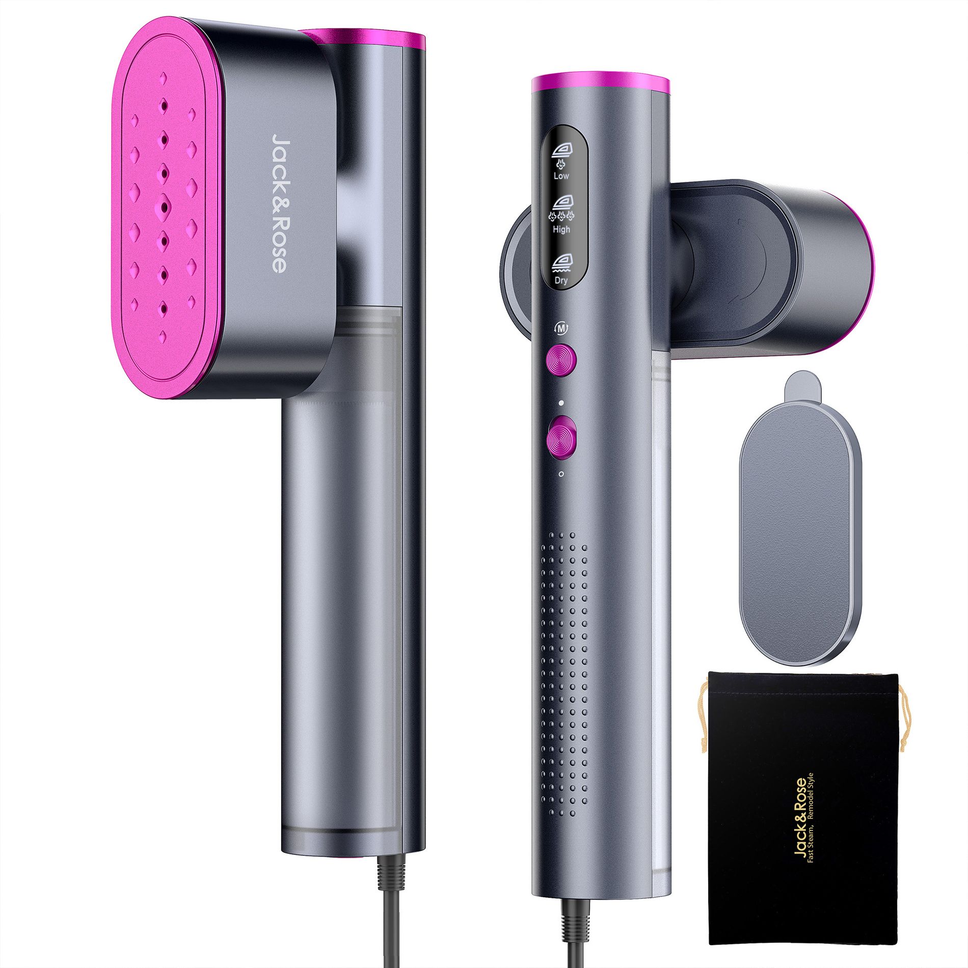 Oneisall Travel Steamer for Clothes,100-220V Portable Iron,15s Heat Up,Steamer＆Iron 2 in 1, Travel Size,Large Ceramic Heat Panel,for Global Use