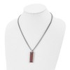 Black Bow Jewelry Stainless Steel & Red/Orange Koa Wood Inlay Enameled Necklace, 20 Inch - 2 of 4