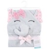 Hudson Baby Infant Girl Cotton Rich Animal Face Hooded Towel, Pink Dots Pretty Elephant, One Size - 2 of 2